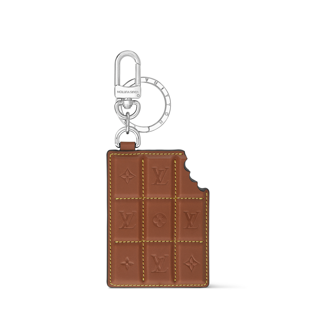 ニ*コ様 LOUIS VUITTON キーホルダー ブラウンレザー LV Chocolate Bar Figurine Key Holder And Bag Charm . - Accessories